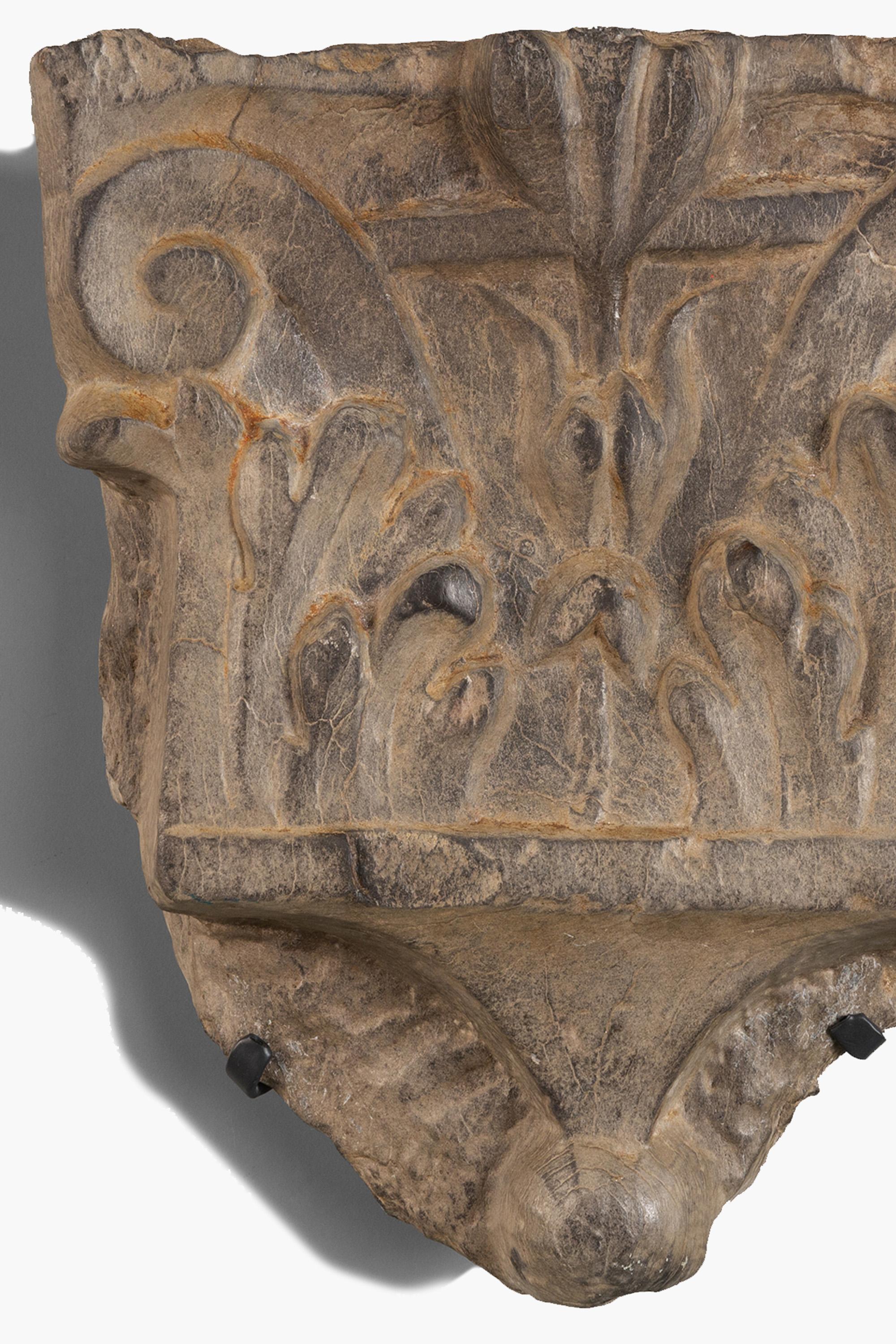 Renaissance 16th Century Ligurian Stone Half-Capital For Sale