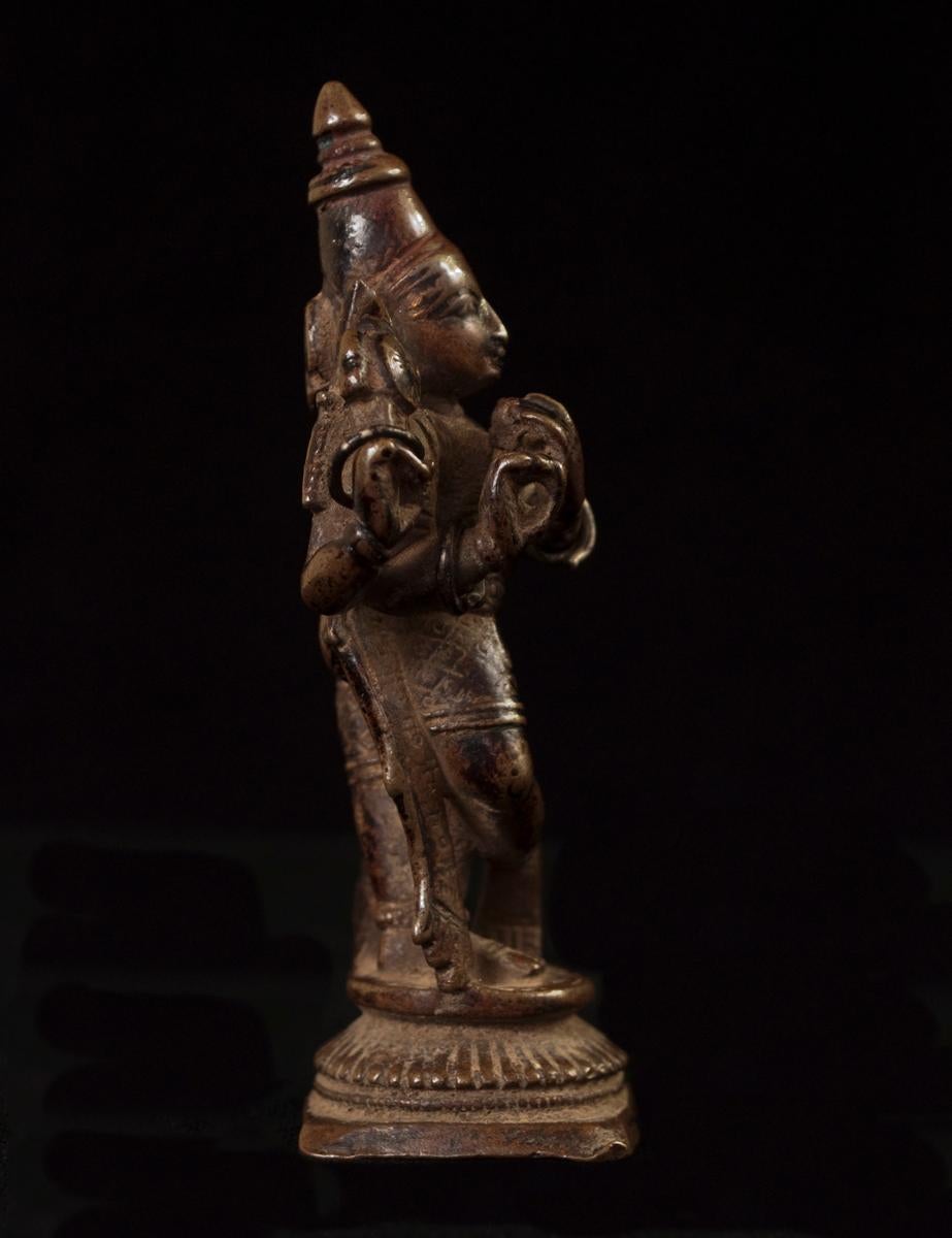 Indian 16th Century Lost Wax Cast Bronze Venugopala Form of Krishna, India For Sale