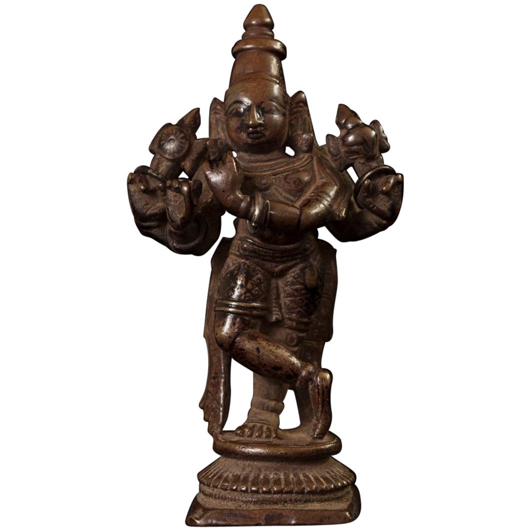 Venugopala-Form von Krishna aus gewachstem Wachsgussbronzeguss aus dem 16. Jahrhundert