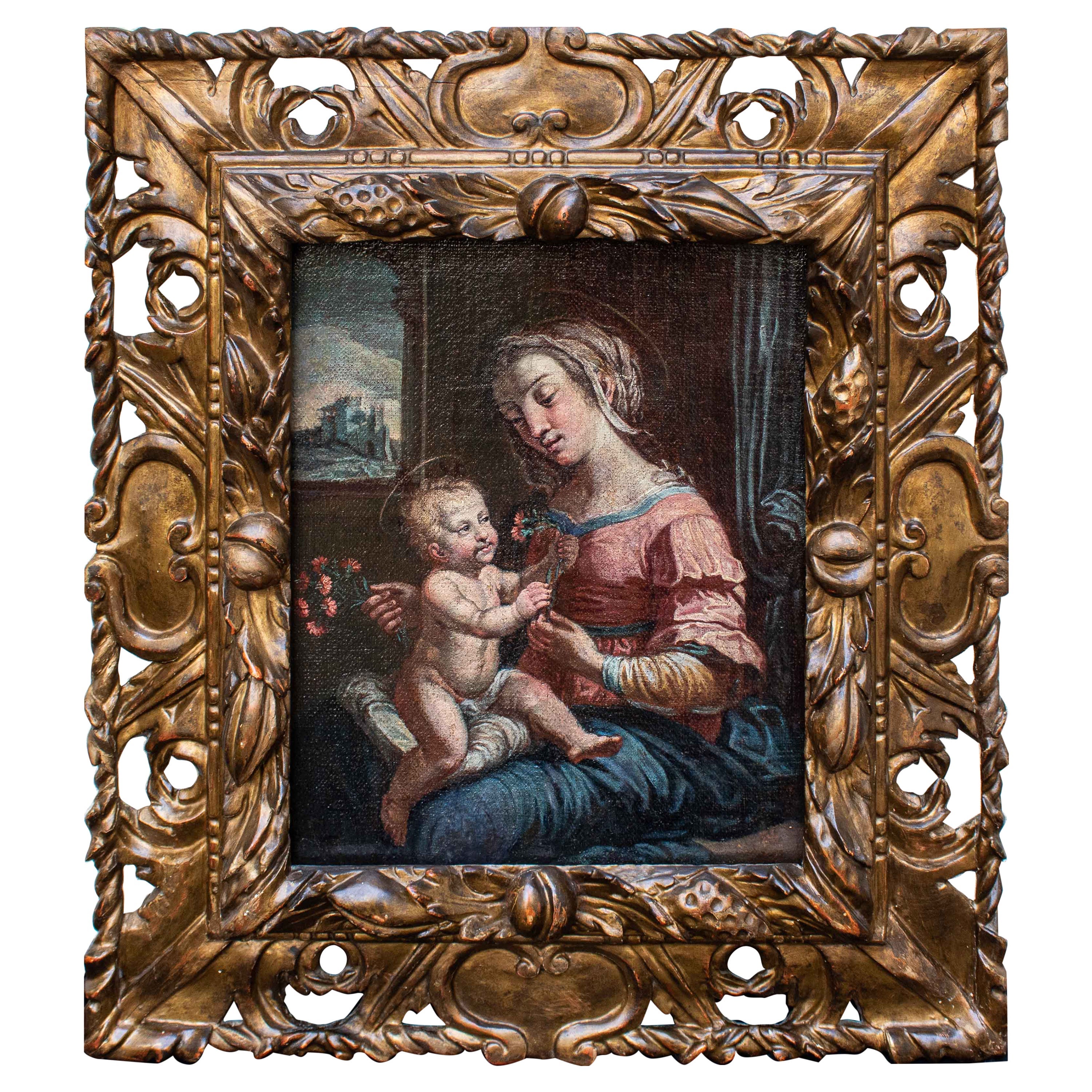 Madonna der Sternbilder des 16. Jahrhunderts, Gemälde Öl auf Leinwand von Raffaello im Angebot