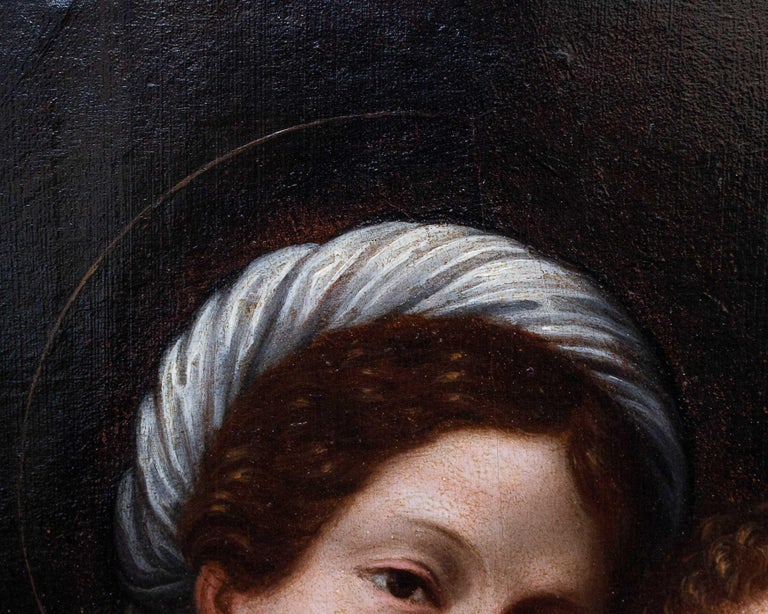 16th Century Madonna with Child and Holy Bishop Painting Oil on Panel ...