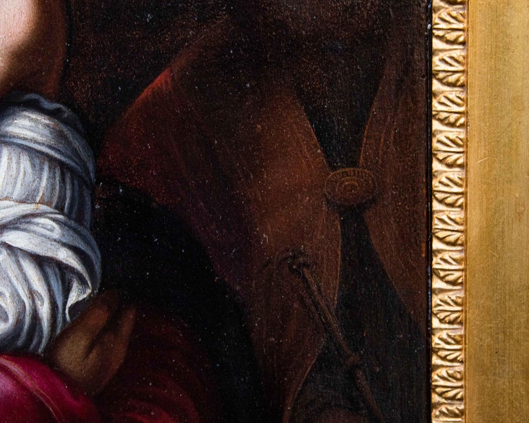 16th Century Madonna with Child and Holy Bishop Painting Oil on Panel ...