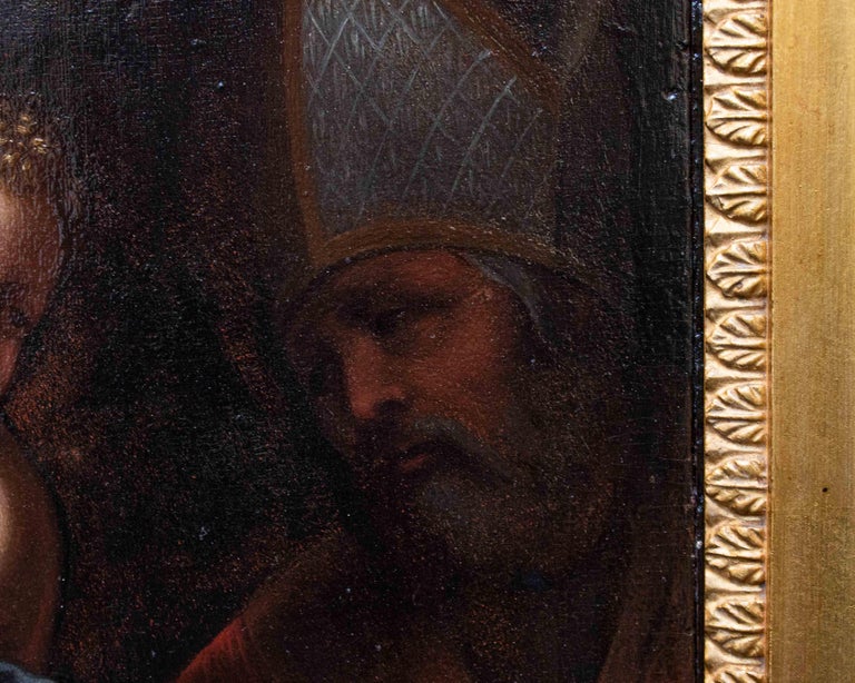16th Century Madonna with Child and Holy Bishop Painting Oil on Panel ...