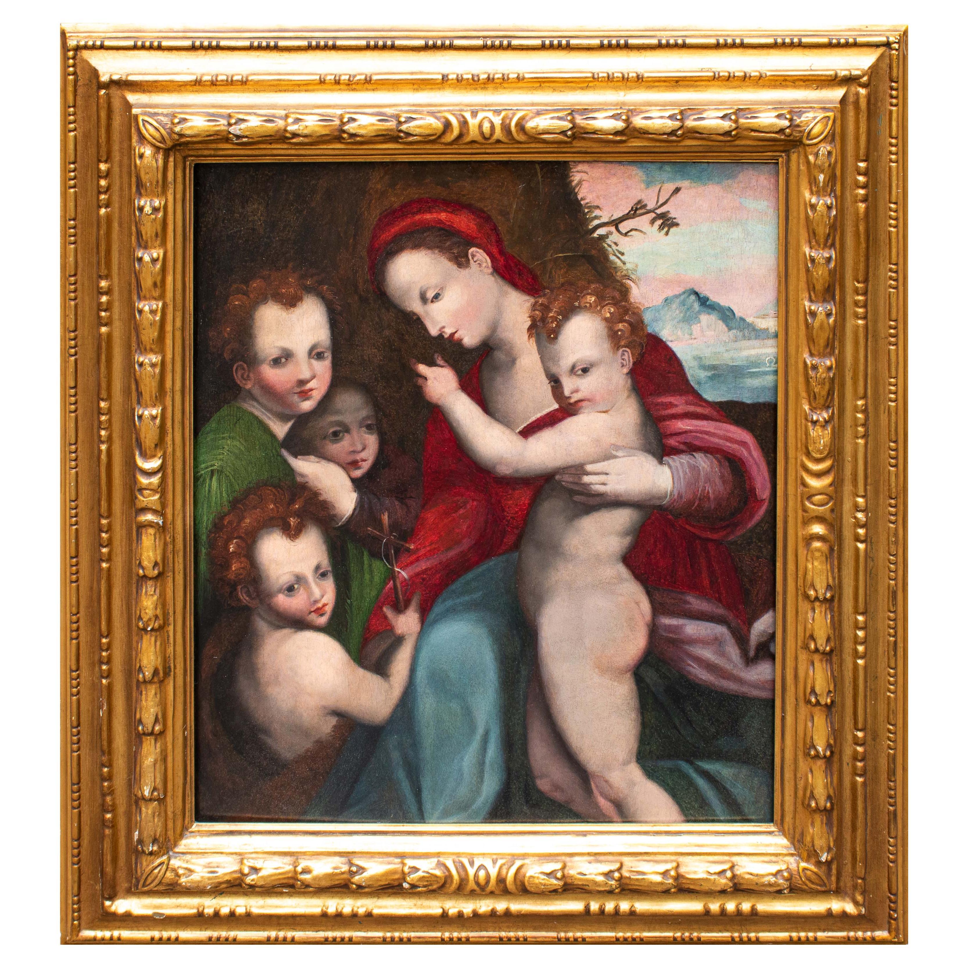 16th Century Madonna of the Carnations Painting Oil on Canvas from ...