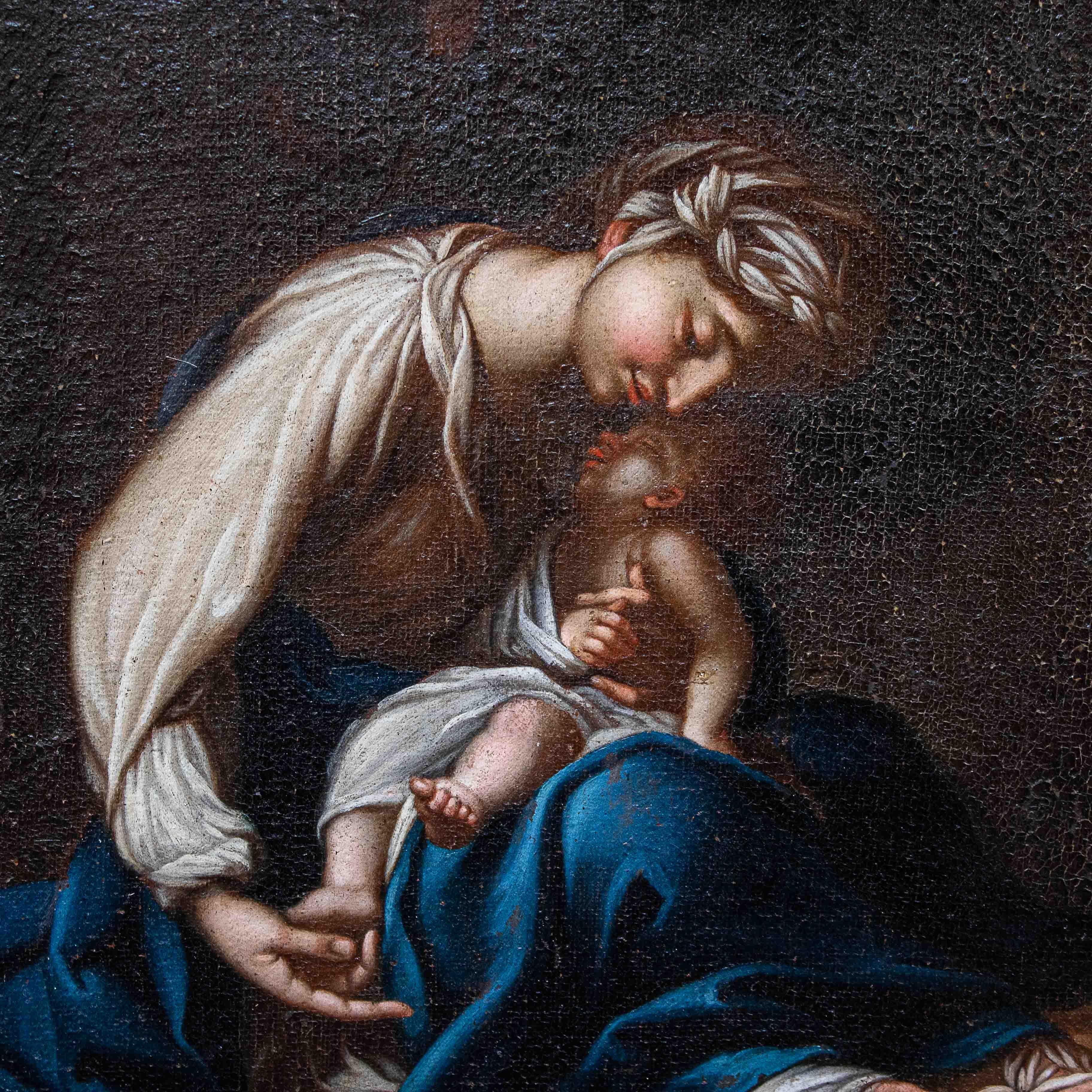 Italian 16th Century Madonna with Child Painting Oil on Canvas by Follower of Correggio