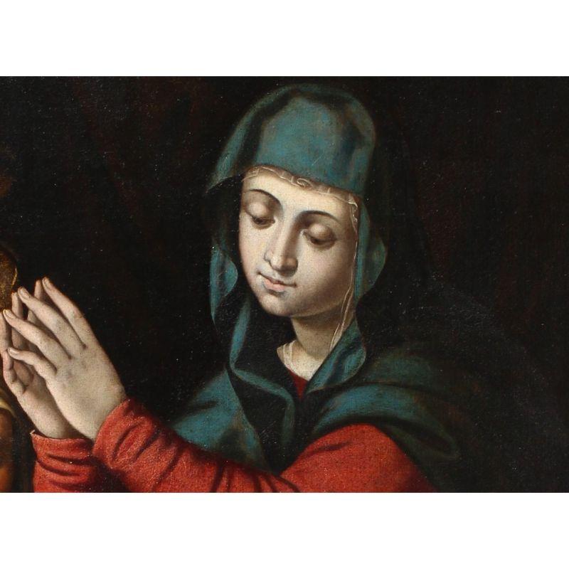 16th Century Madonna with Child San Giovannino Sant'Anna Painting Oil on Canvas 7