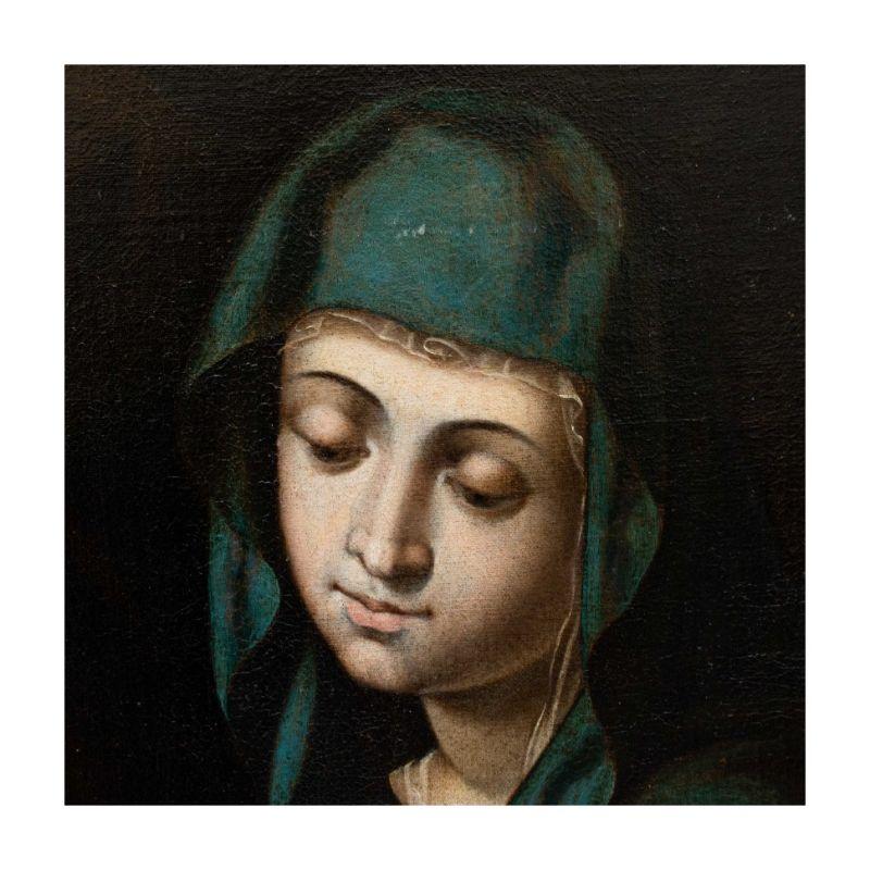 16th Century Madonna with Child San Giovannino Sant'Anna Painting Oil on Canvas In Good Condition In Milan, IT
