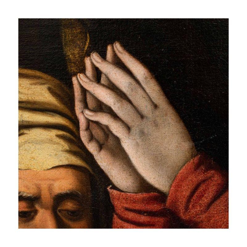 18th Century and Earlier 16th Century Madonna with Child San Giovannino Sant'Anna Painting Oil on Canvas