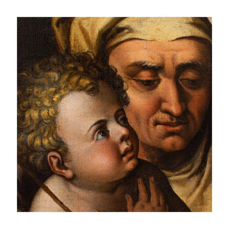 16th Century Madonna with Child San Giovannino Sant'Anna Painting Oil on Canvas 2