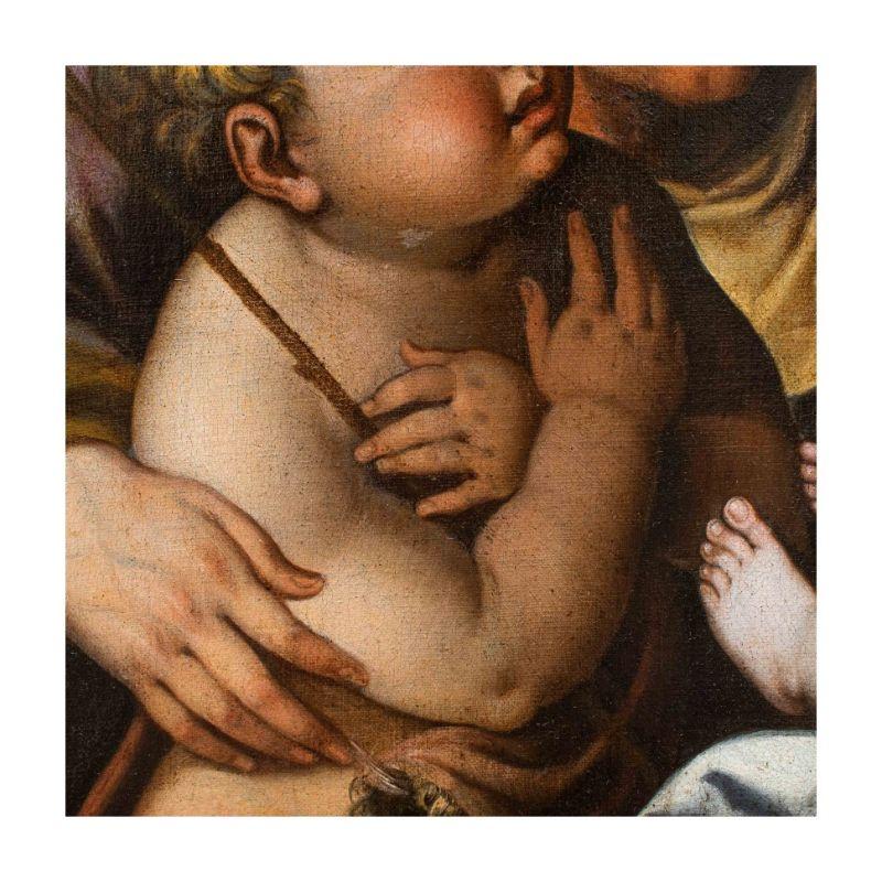 16th Century Madonna with Child San Giovannino Sant'Anna Painting Oil on Canvas 3