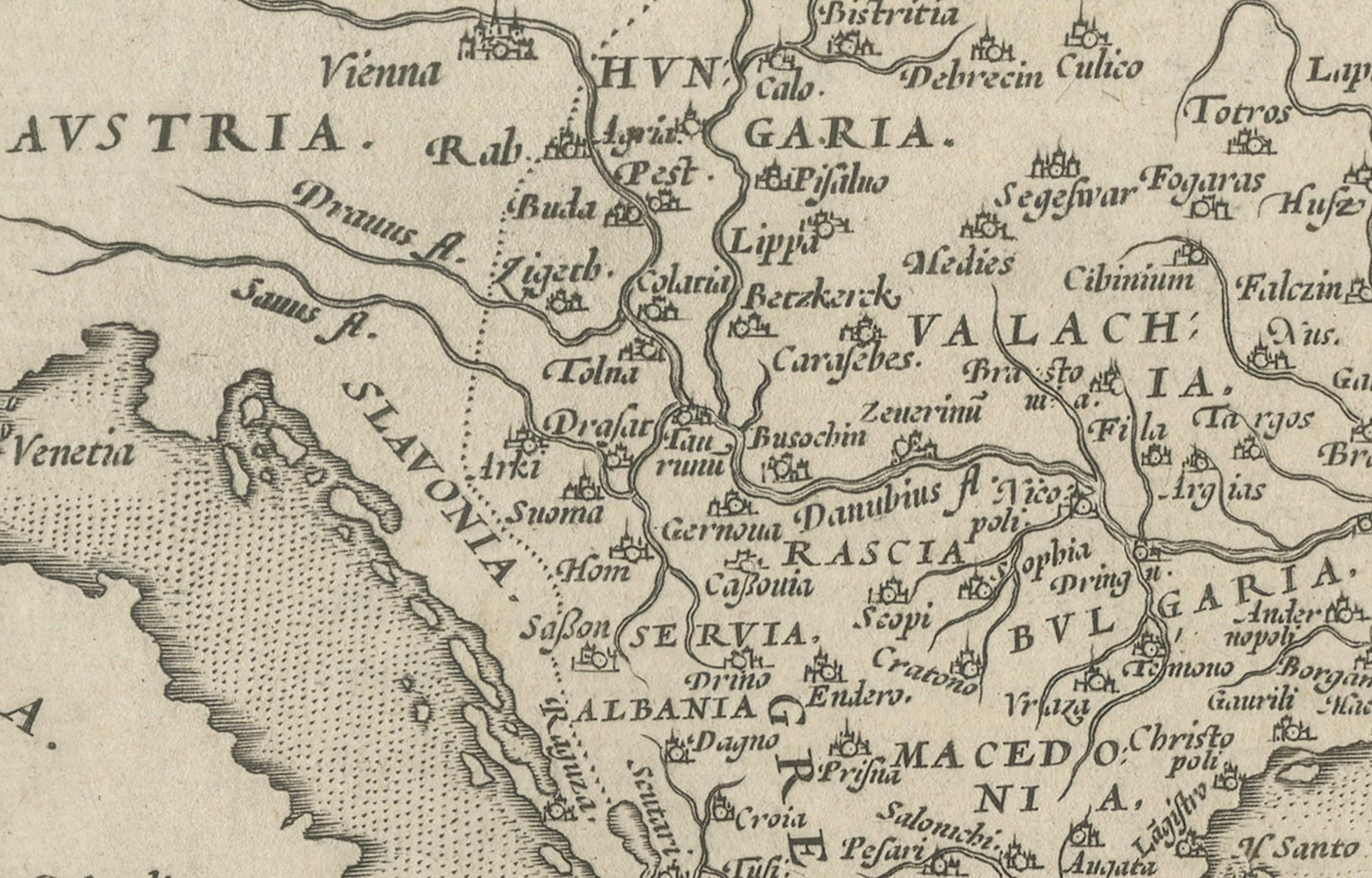 16th-Century Map of the Ottoman Empire and Near East: Turcici Imperii Descriptio In Good Condition For Sale In Langweer, NL