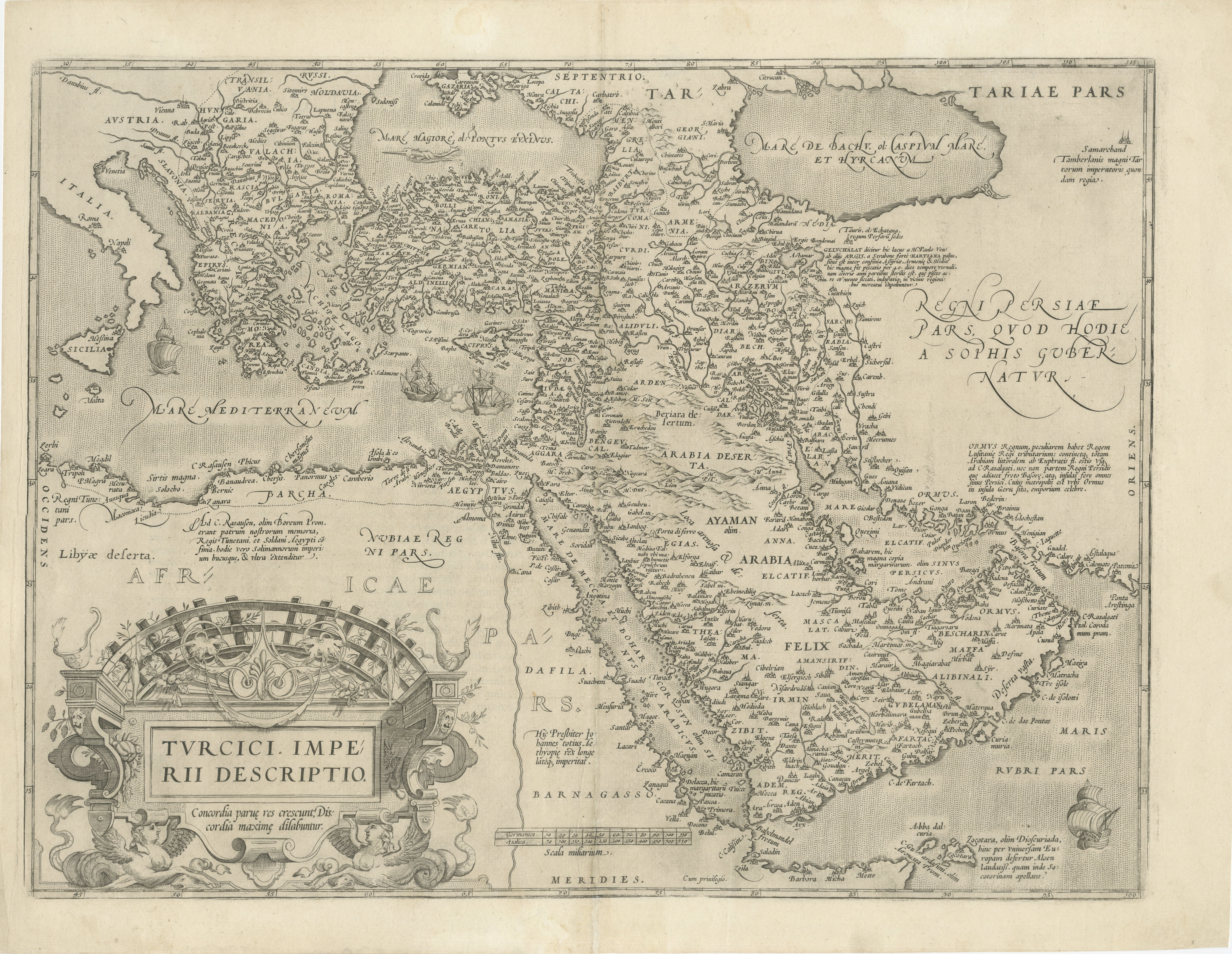 16th-Century Map of the Ottoman Empire and Near East: Turcici Imperii Descriptio For Sale