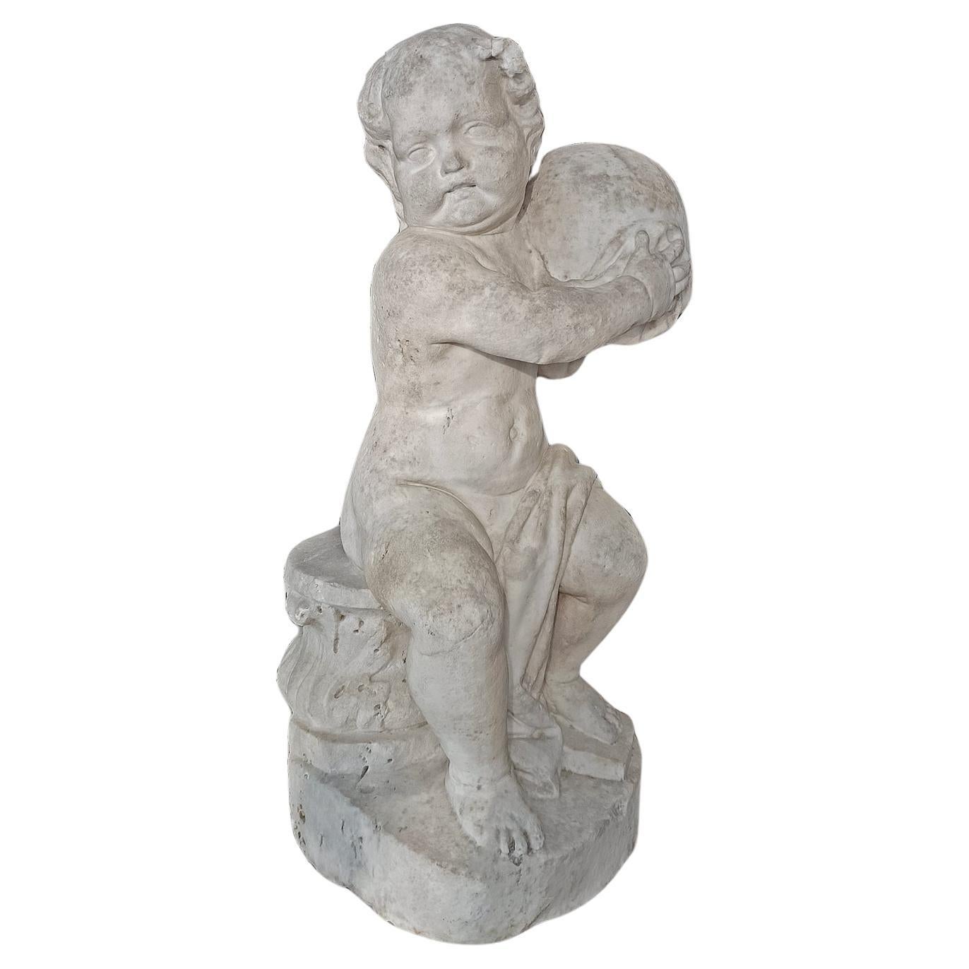 mARMOR-SKULPTUR EINES JUNGEN HERKULES AUS DEM 16