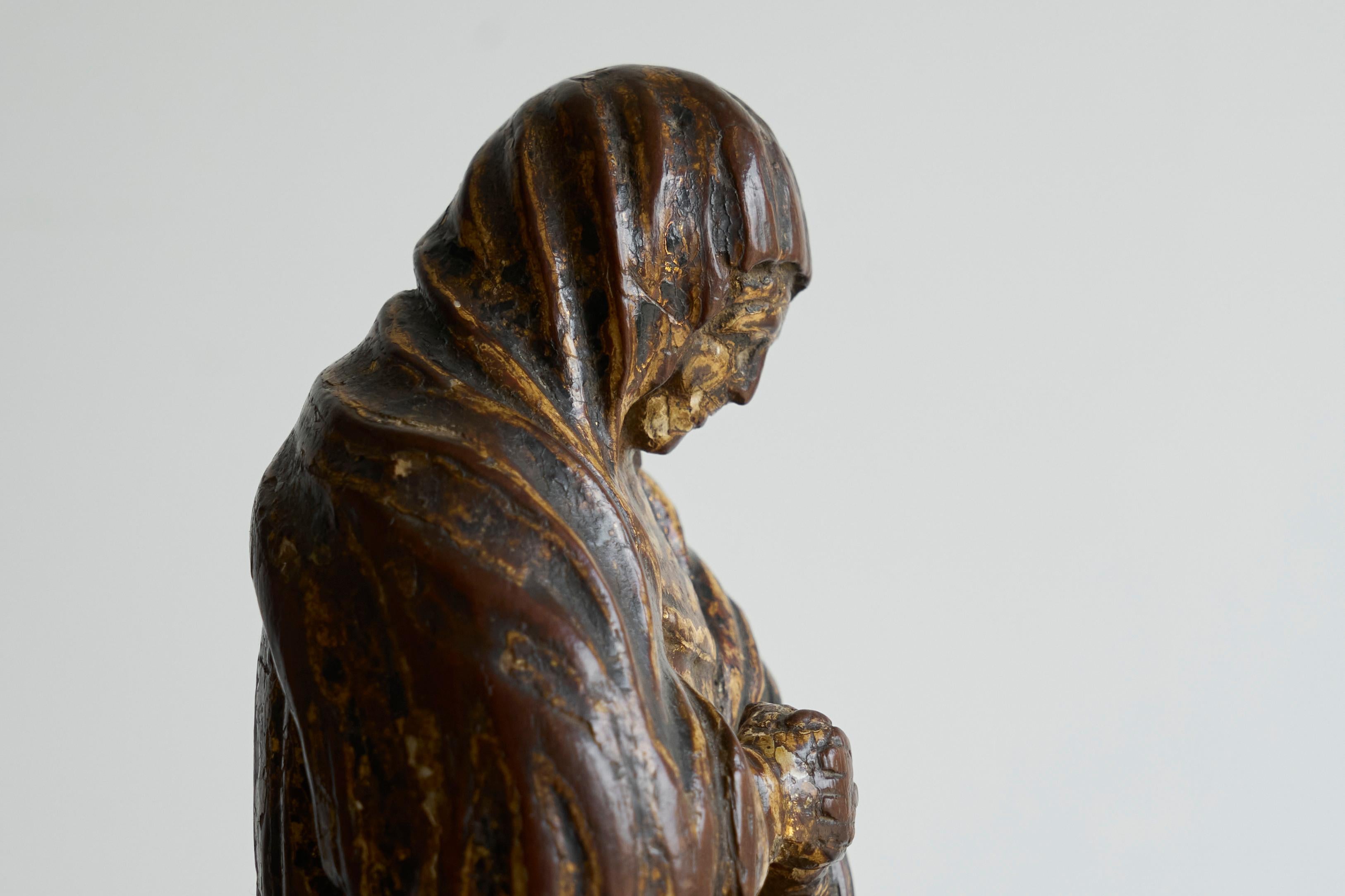 18th Century and Earlier 16th Century Mary Magdalene in Polychromed Carved Walnut For Sale