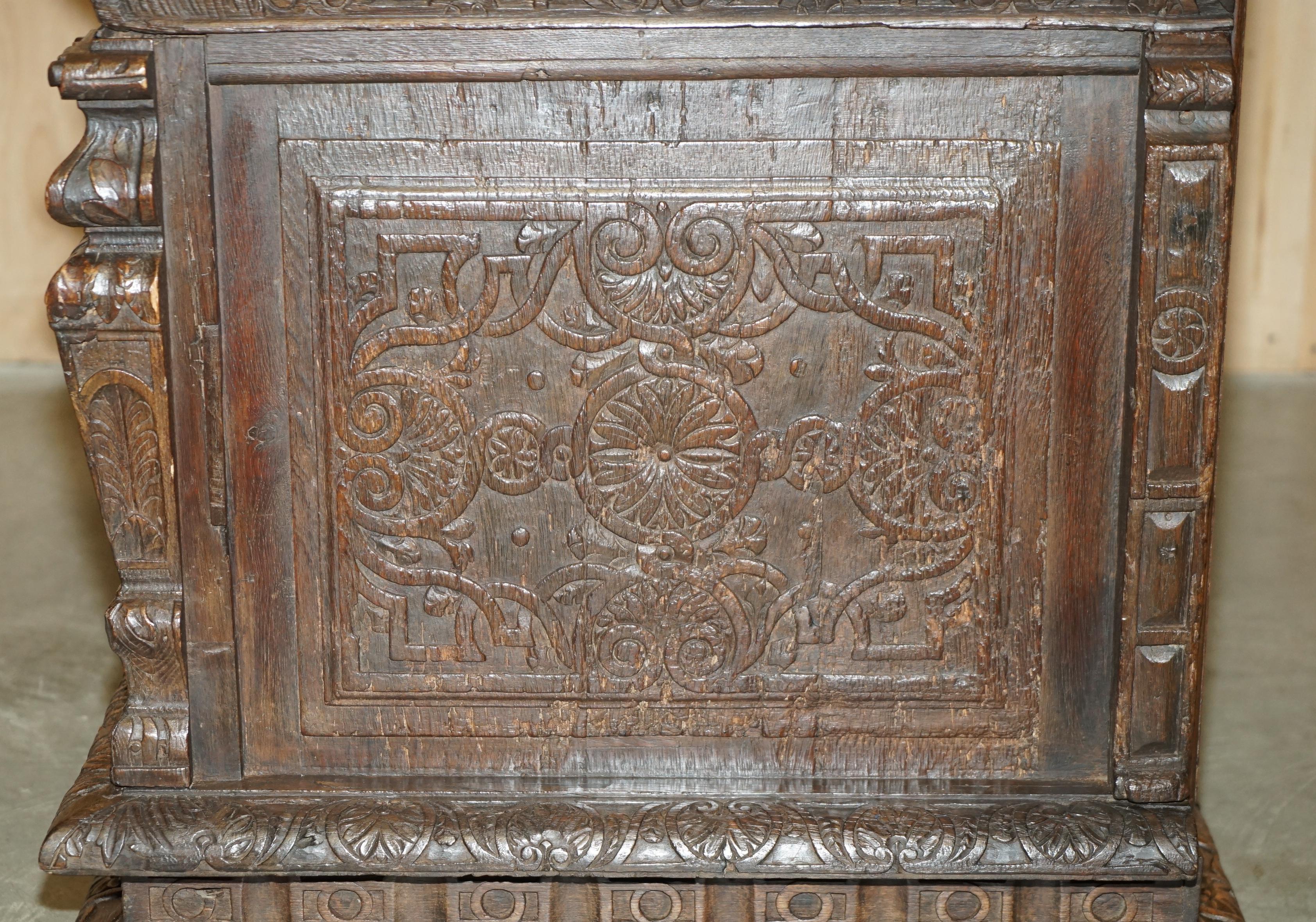 16TH CENTURY MUSEUM QUALITY EXHiBITION HAND CARVED ITALIAN CASSONE DESK TABLE For Sale 3