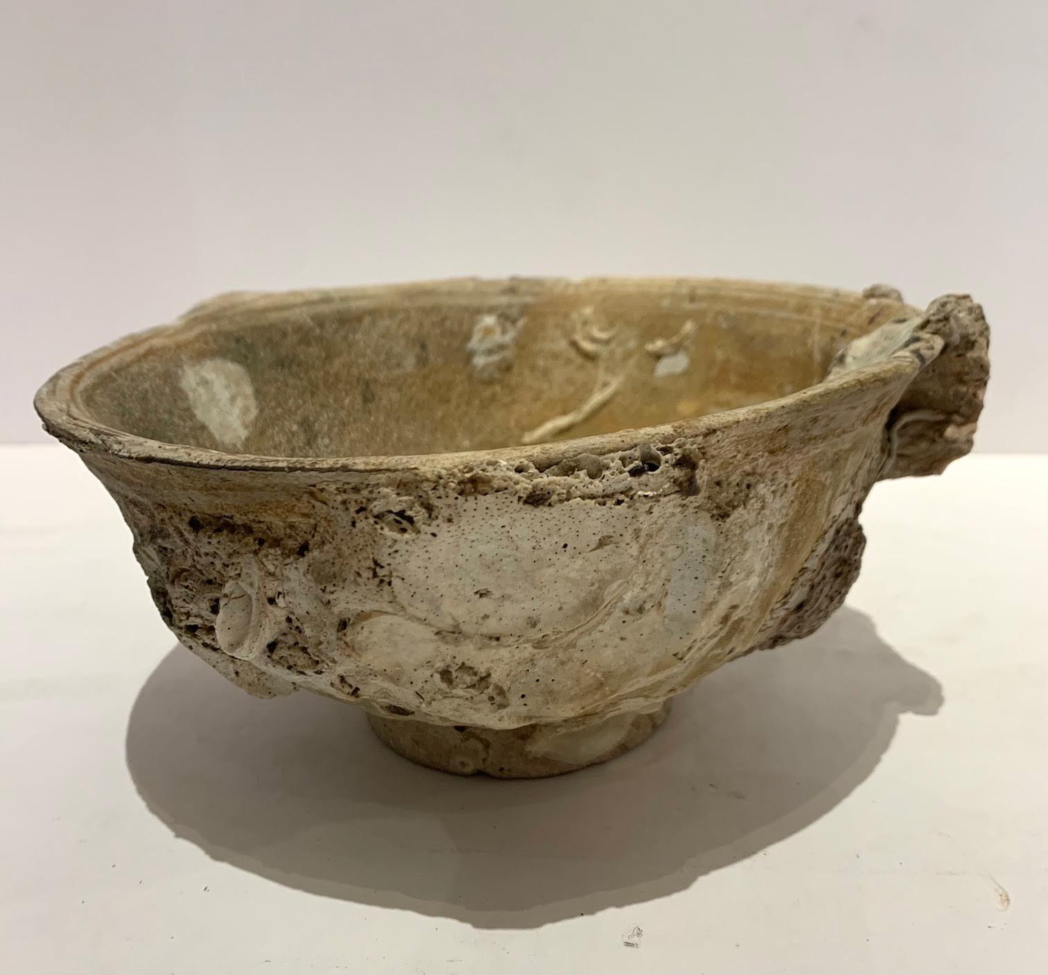 18th Century and Earlier 16th Century Natural Weathered Patina Ship Wrecked Ceramic Bowl, Thailand