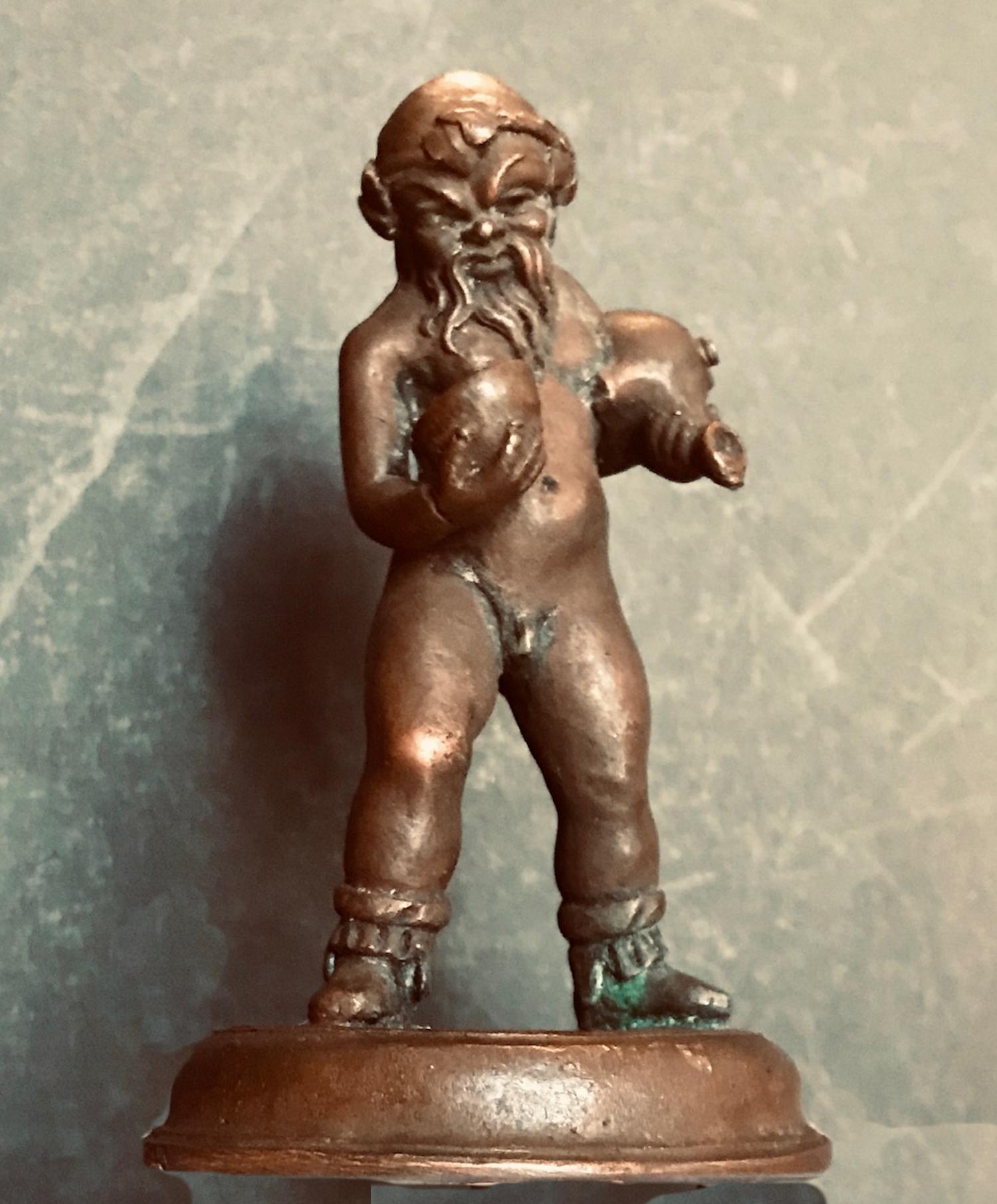 Bronze statuette of aquarius -after the antique- mythological water bearer sculpture.

This North Italian statuette from the 16th or 17th century is the Greek figure, Aquarius, whose name is Latin for “Water Bearer” or “Cup Bearer”, and is