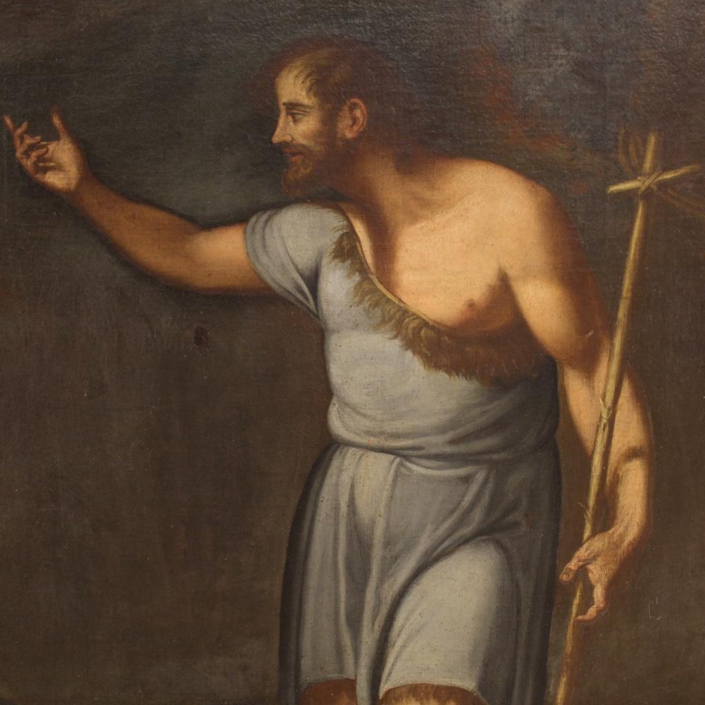 16th Century Oil on Canvas Antique Italian Religious Painting Saint John, 1590 3