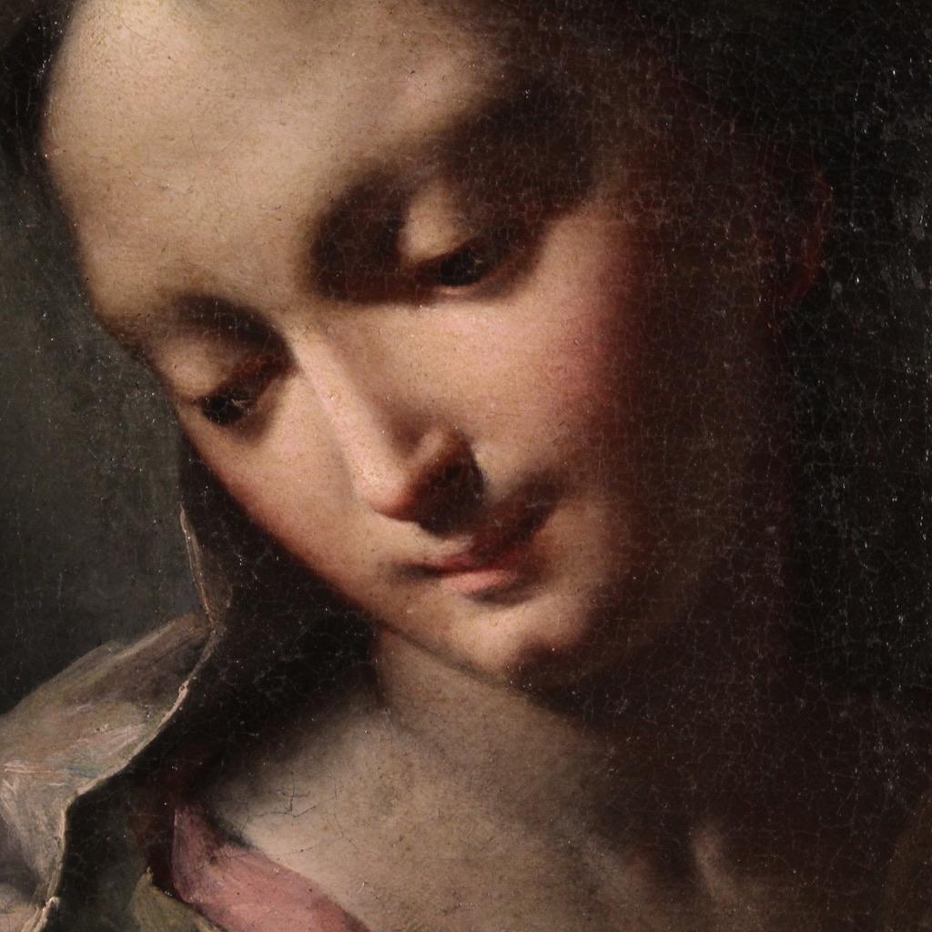 16th Century Oil on Canvas Emilian School Antique Madonna Painting, 1550 In Good Condition In Vicoforte, Piedmont