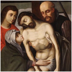 16th Century Oil on Canvas Flemish Antique Religious Painting Christ, 1580