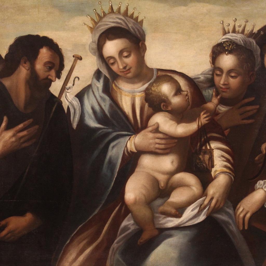 16th Century Oil on Canvas Italian Antique Painting Madonna with Child ...