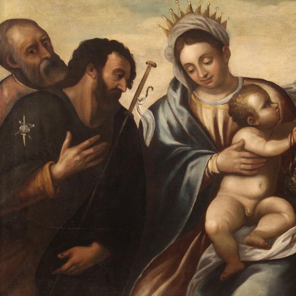 18th Century and Earlier 16th Century Oil on Canvas Italian Religious Painting Madonna Child Saints, 1580 For Sale