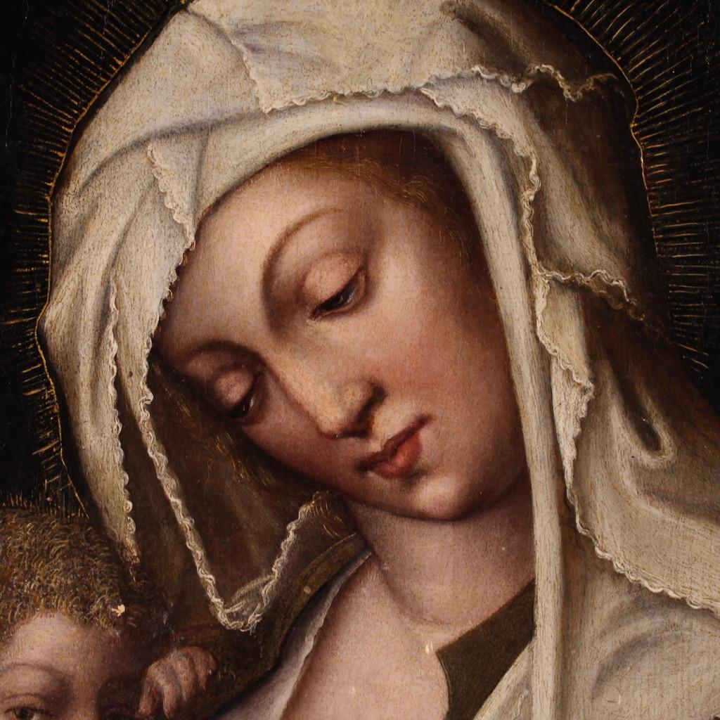 16th Century Oil on Canvas Italian Religious Painting Madonna with Child, 1520 en vente 5