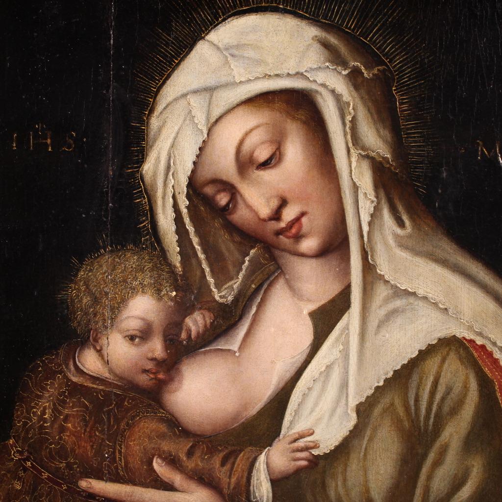 16th Century Oil on Canvas Italian Religious Painting Madonna with Child, 1520 en vente 1