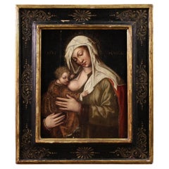16th Century Oil on Canvas Italian Religious Painting Madonna with Child, 1520