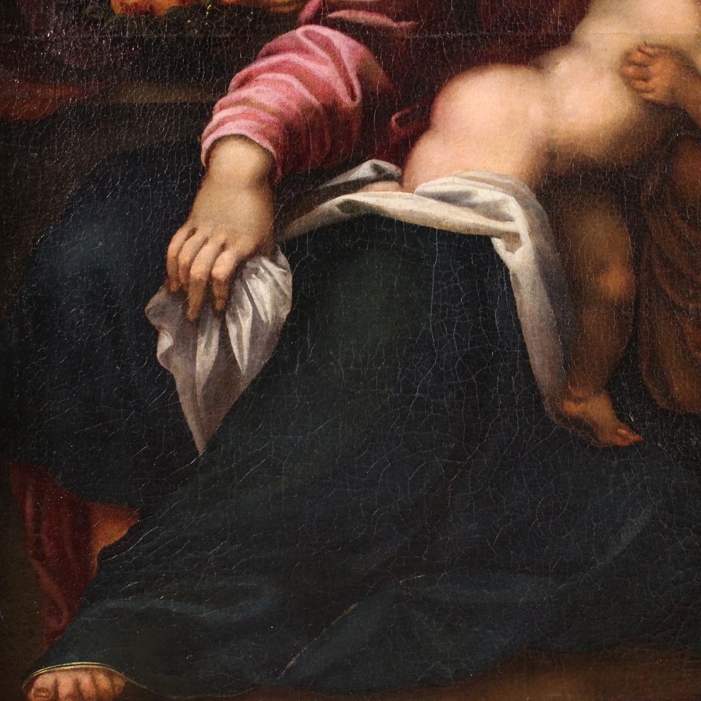 16th Century Oil on Canvas Tuscan School Antique Religious Painting Holy Family in vendita 4