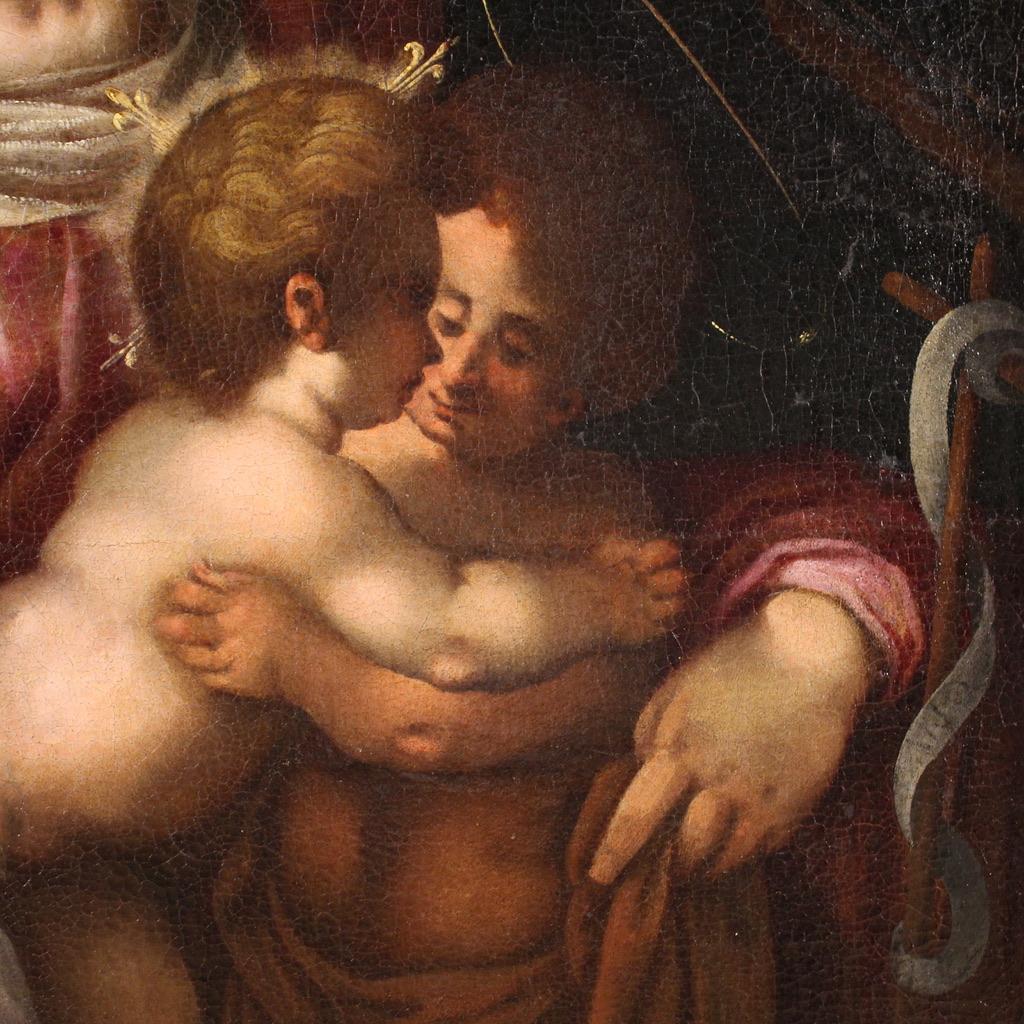 16th Century Oil on Canvas Tuscan School Antique Religious Painting Holy Family in vendita 5