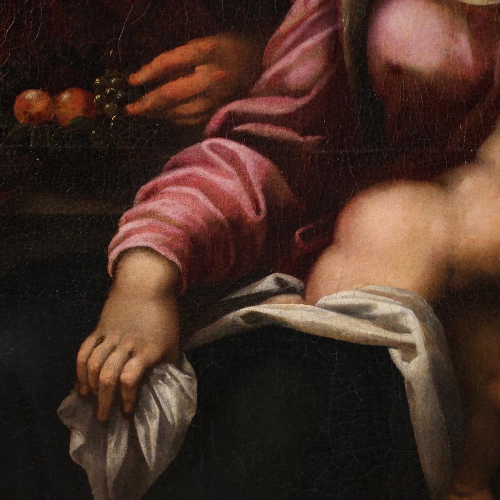 16th Century Oil on Canvas Tuscan School Antique Religious Painting Holy Family in vendita 7
