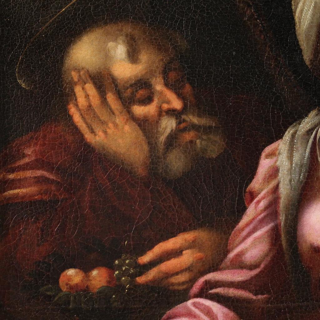 18th Century and Earlier 16th Century Oil on Canvas Tuscan School Antique Religious Painting Holy Family in vendita