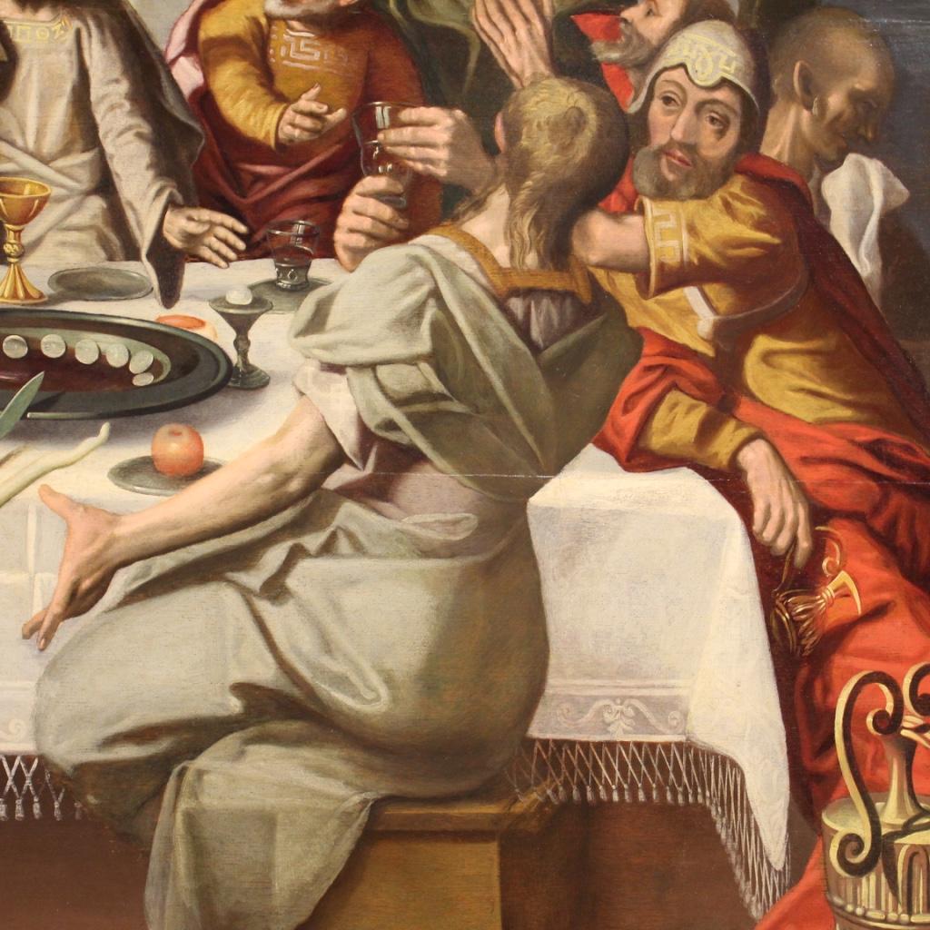 Óleo sobre tabla de roble del siglo XVI Pintura flamenca antigua de la Última Cena, 1570 Roble