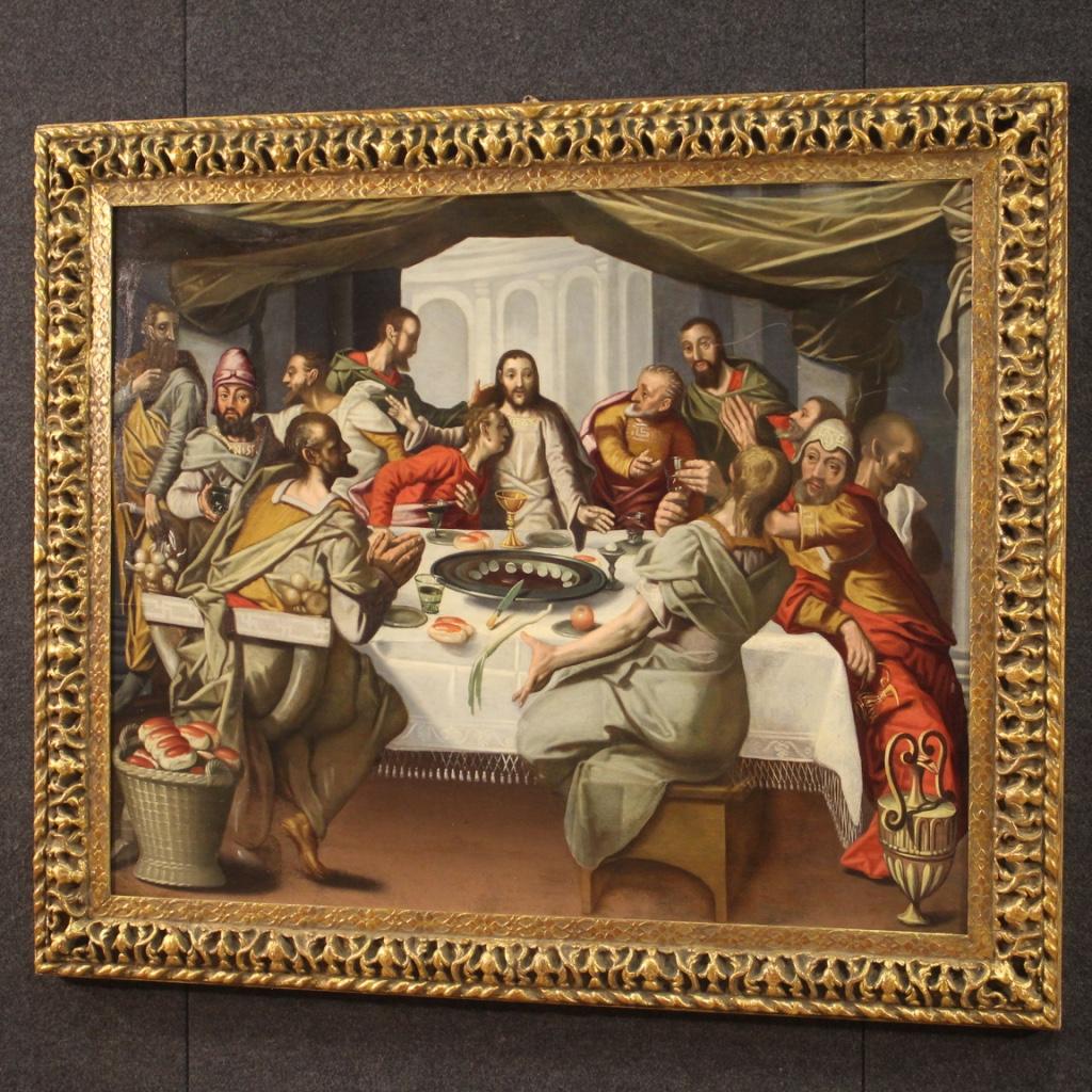 16th Century Oil on Oak Panel Antique Flemish Last Supper Painting, 1570 In Good Condition In Vicoforte, Piedmont