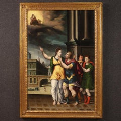 16th Century Oil on Panel French Antique Painting the Tiburtine Sybil, 1570