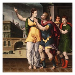 16th Century Oil on Panel French Antique Painting the Tiburtine Sybil, 1570