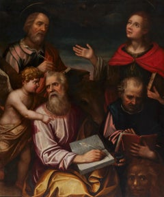16th Century Oil Painting , Four Doctors of the Church, manner of Willem Key