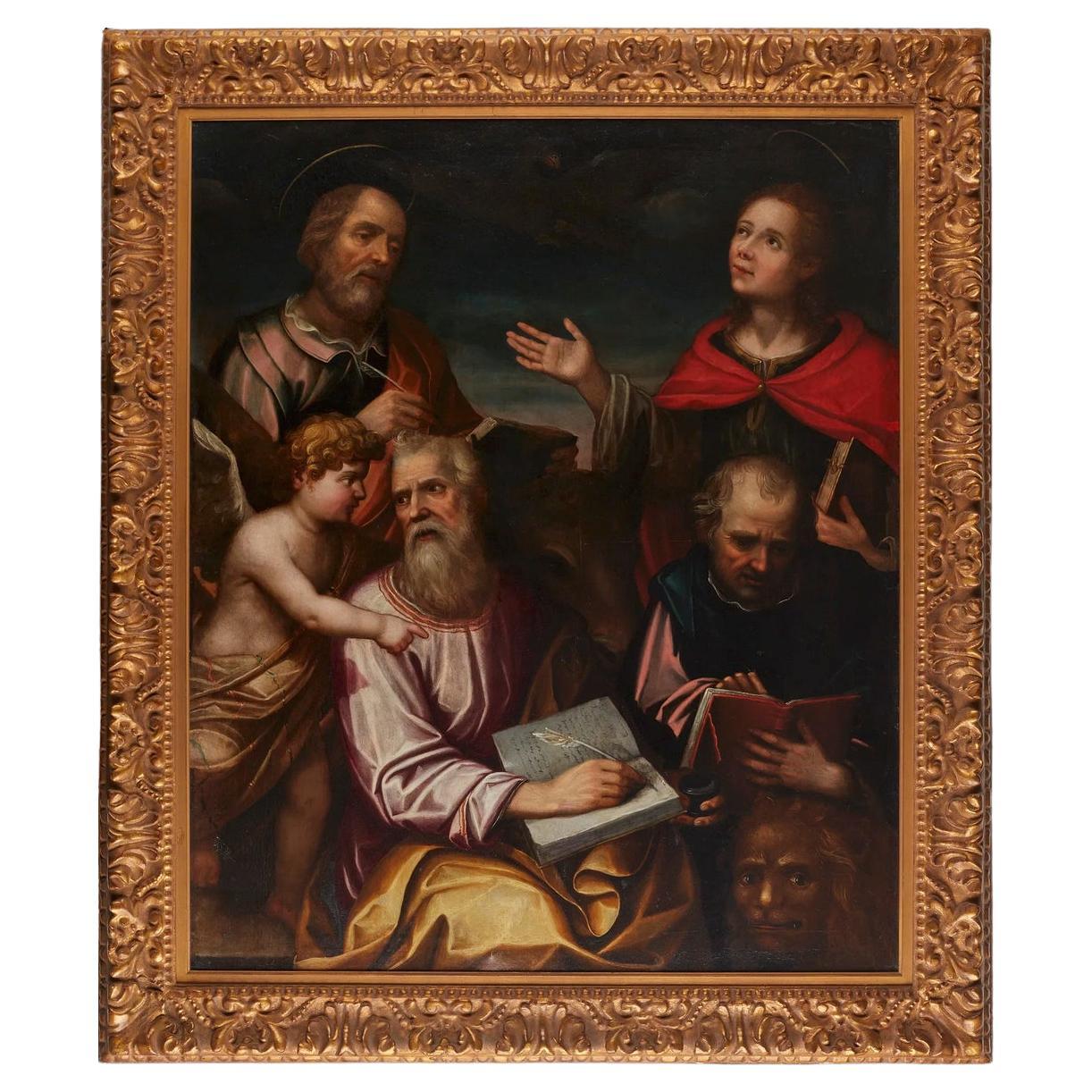 16th Century Oil Painting , Four Doctors of the Church, manner of Willem Key