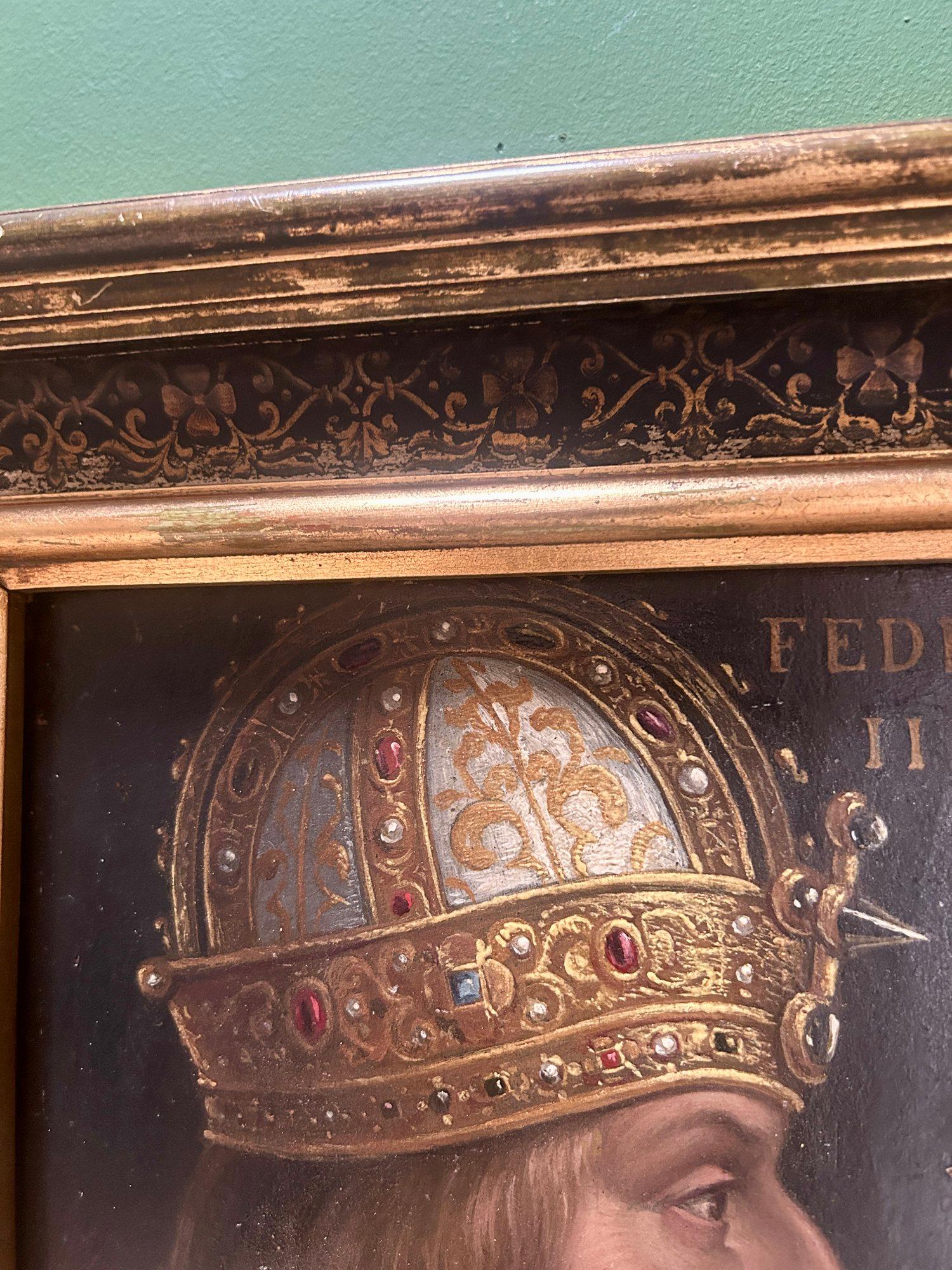 Fino al XVIII secolo Dipinto a olio del XVI secolo raffigurante l'imperatore Federico III della scuola di Hans Burgkmair in vendita