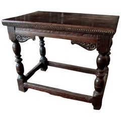 16th Century Original and Untouched Elizabethan Oak Side Table, circa 1585