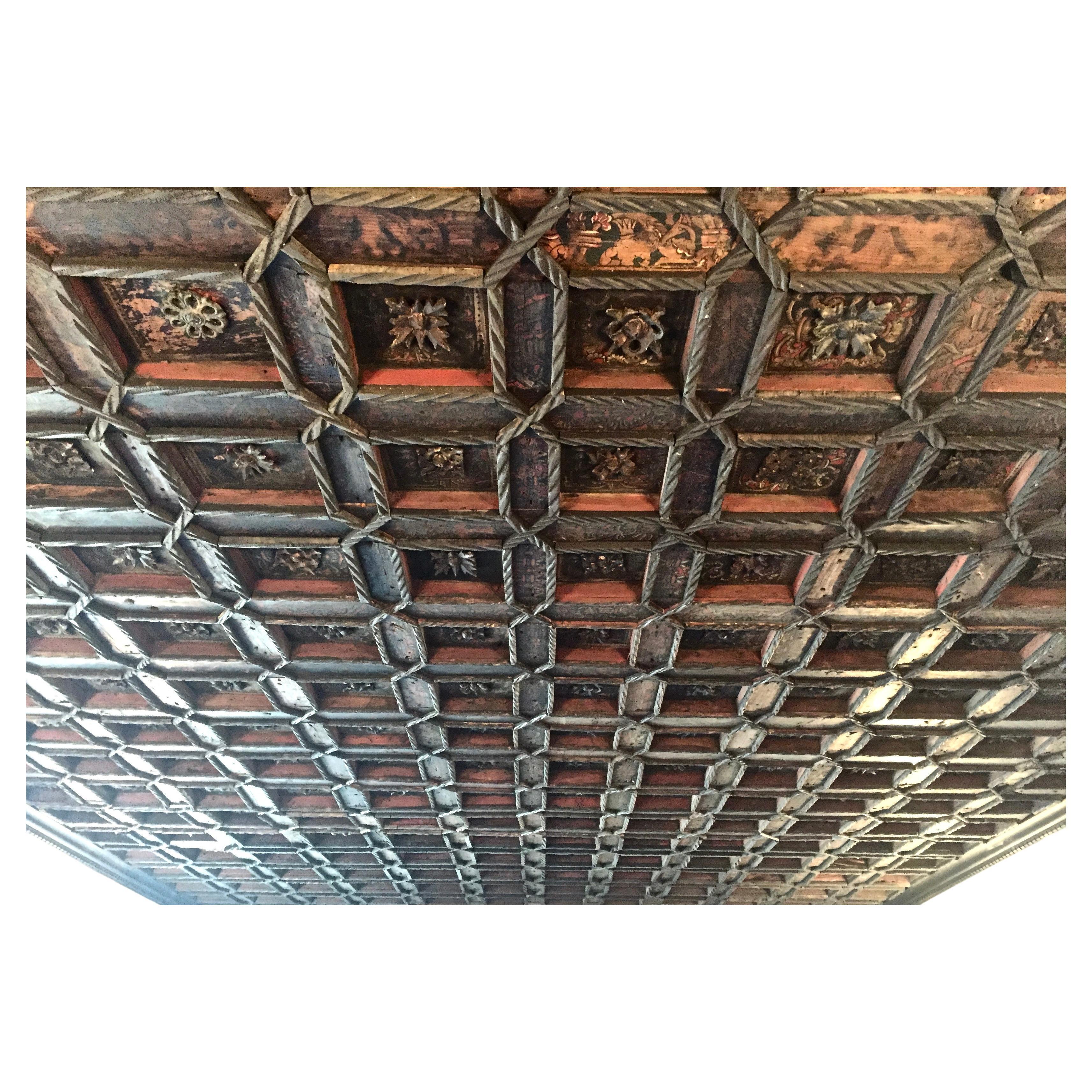 16th Century Painted Spanish Coffered Ceiling, Isabella Stewart Gardner 