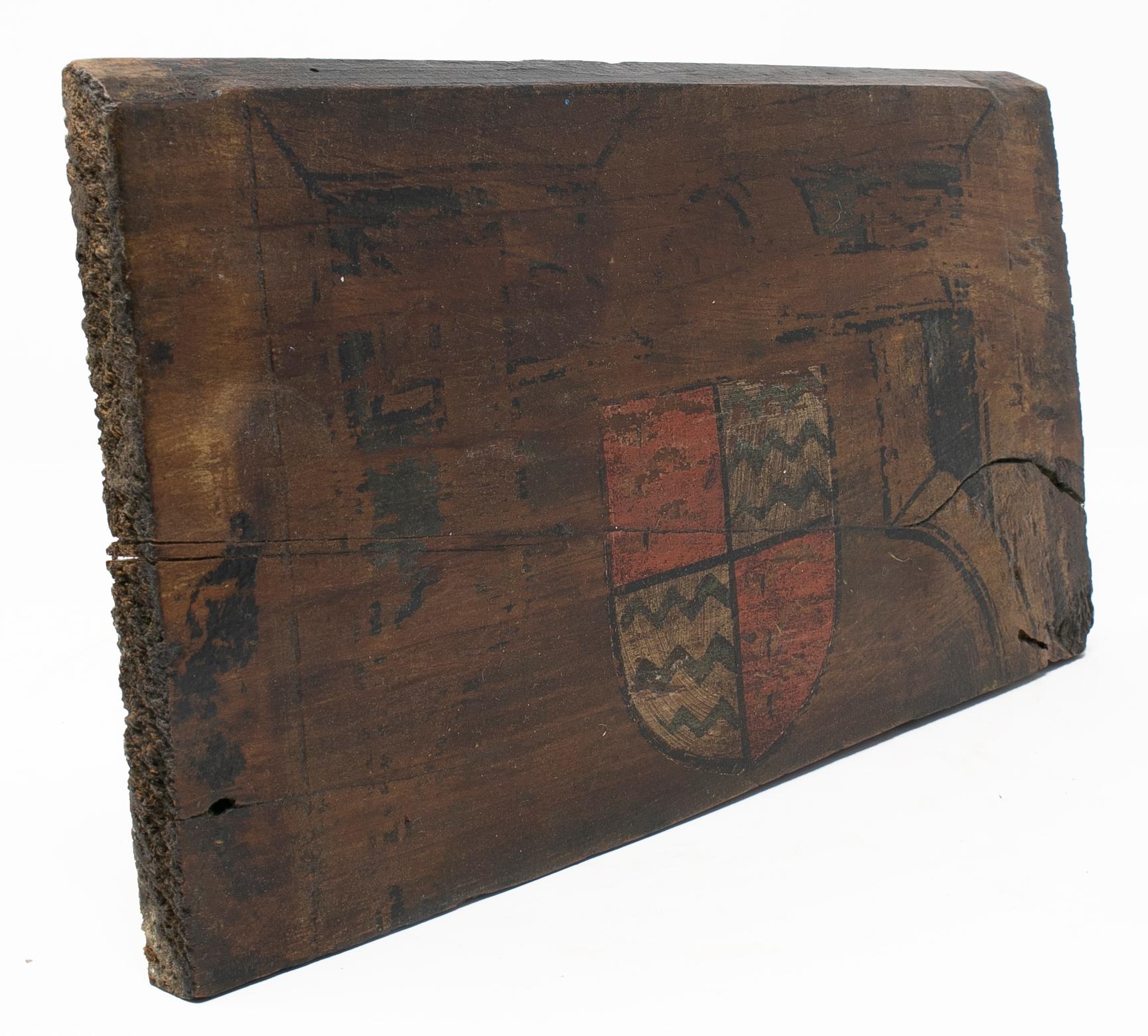 16th Century Pair of Coat of Arms Painted on Wood Part to a Spanish Ceiling 1