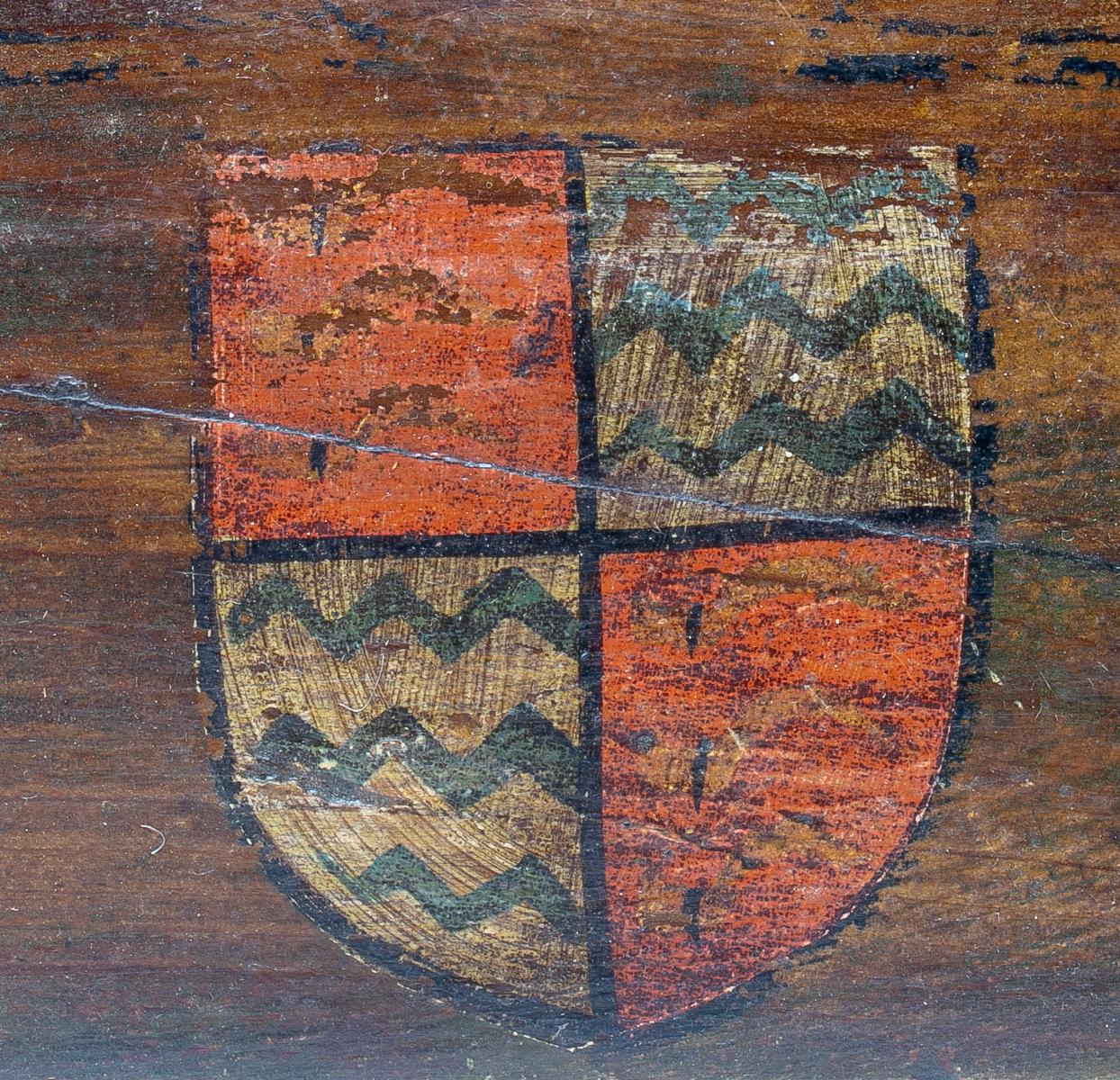 16th Century Pair of Coat of Arms Painted on Wood Part to a Spanish Ceiling 2