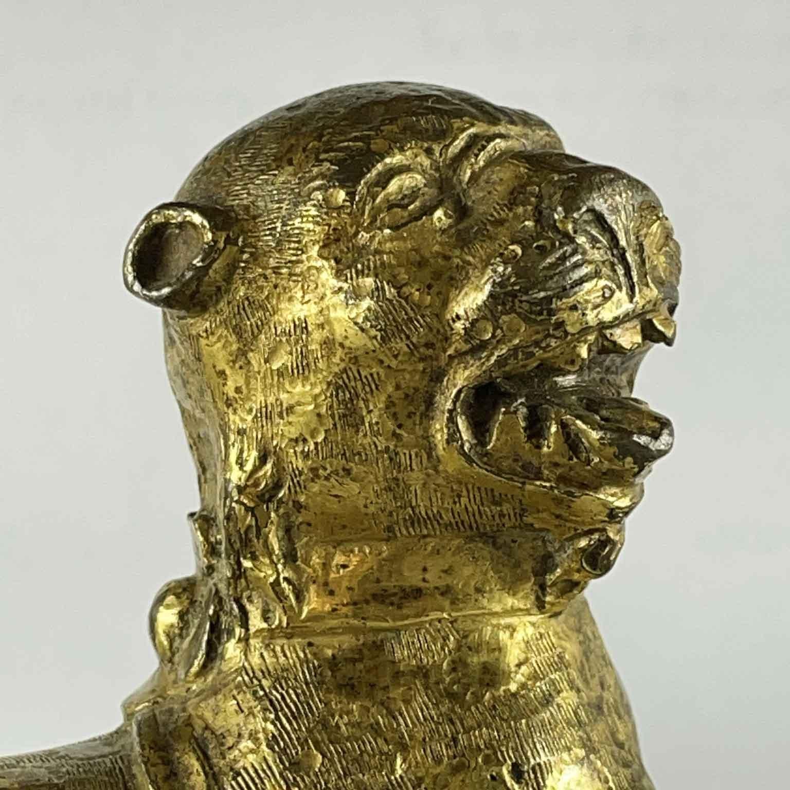 16th Century Pair of Gilt Lion Figures from Germany Nuremberg For Sale 5