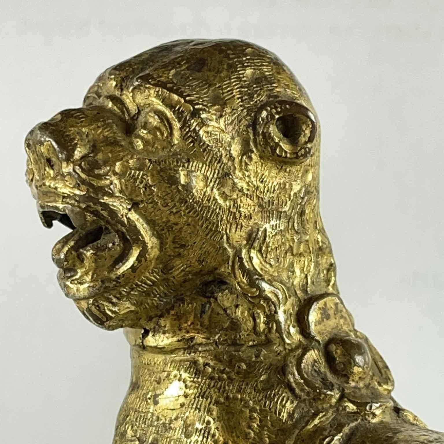 16th Century Pair of Gilt Lion Figures from Germany Nuremberg For Sale 6