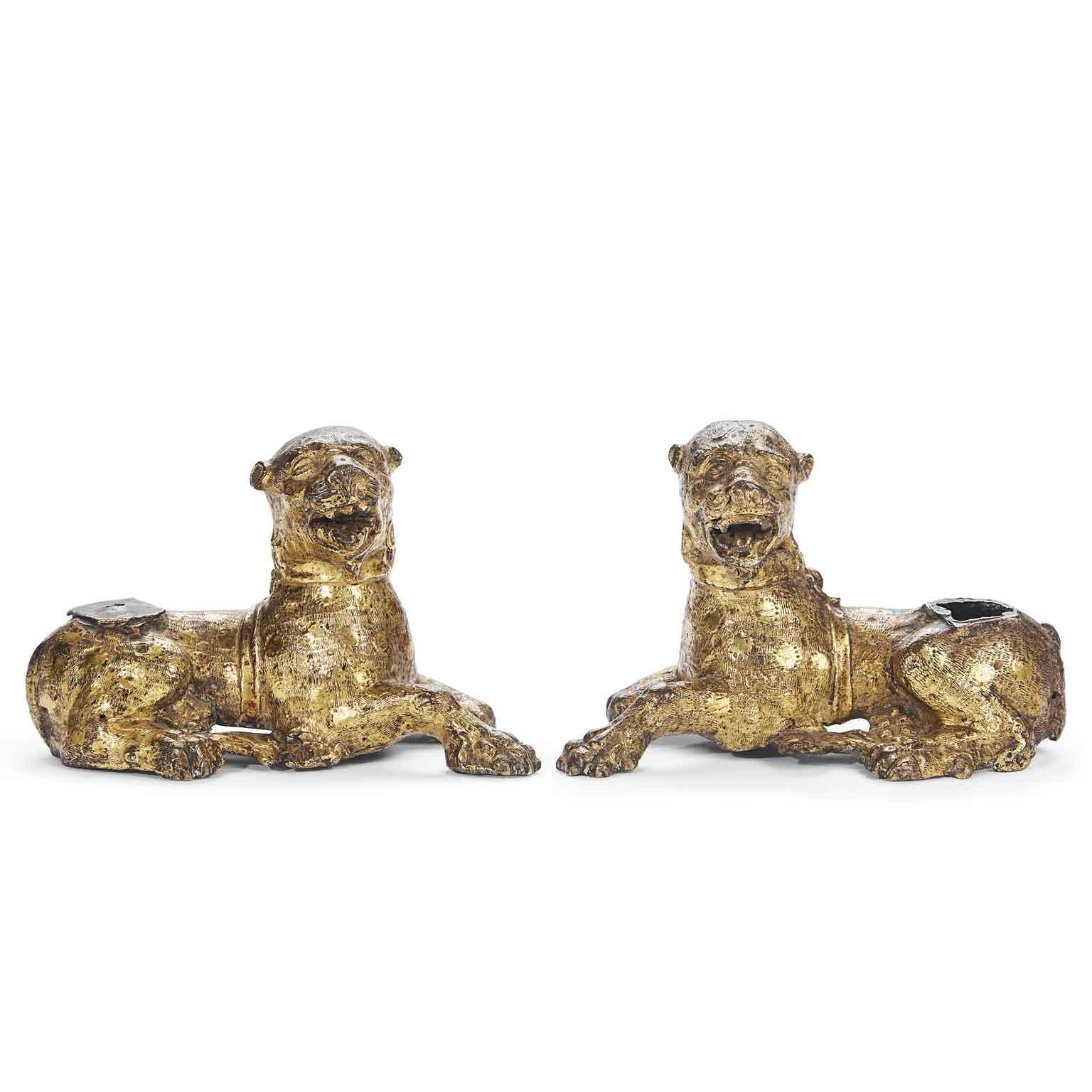 16th Century Pair of Gilt Lion Figures from Germany Nuremberg For Sale 8