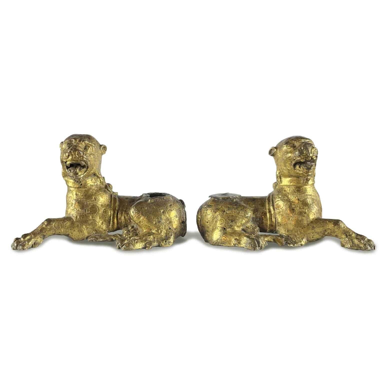 16th Century Pair of Gilt Lion Figures from Germany Nuremberg For Sale 11