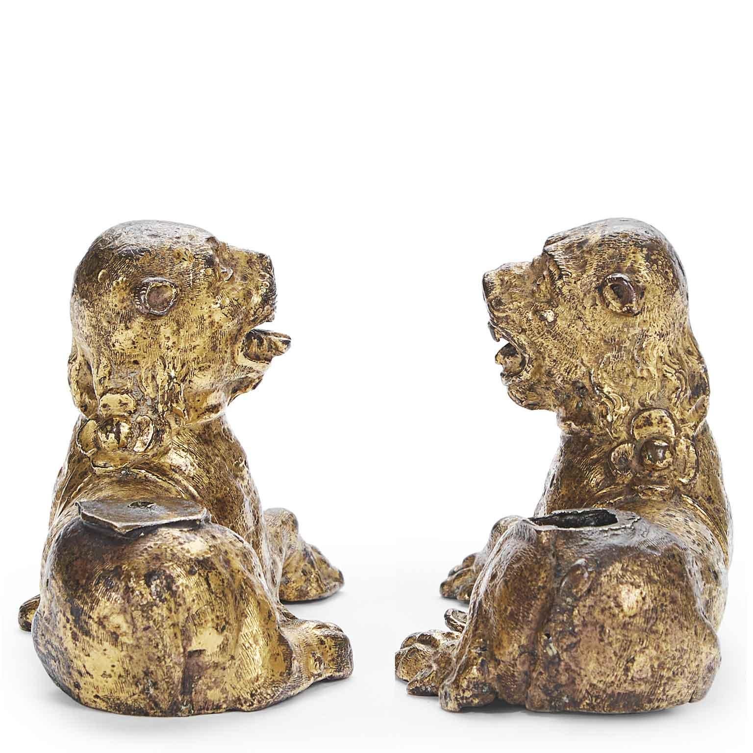 16th Century Pair of Gilt Lion Figures from Germany Nuremberg For Sale 12