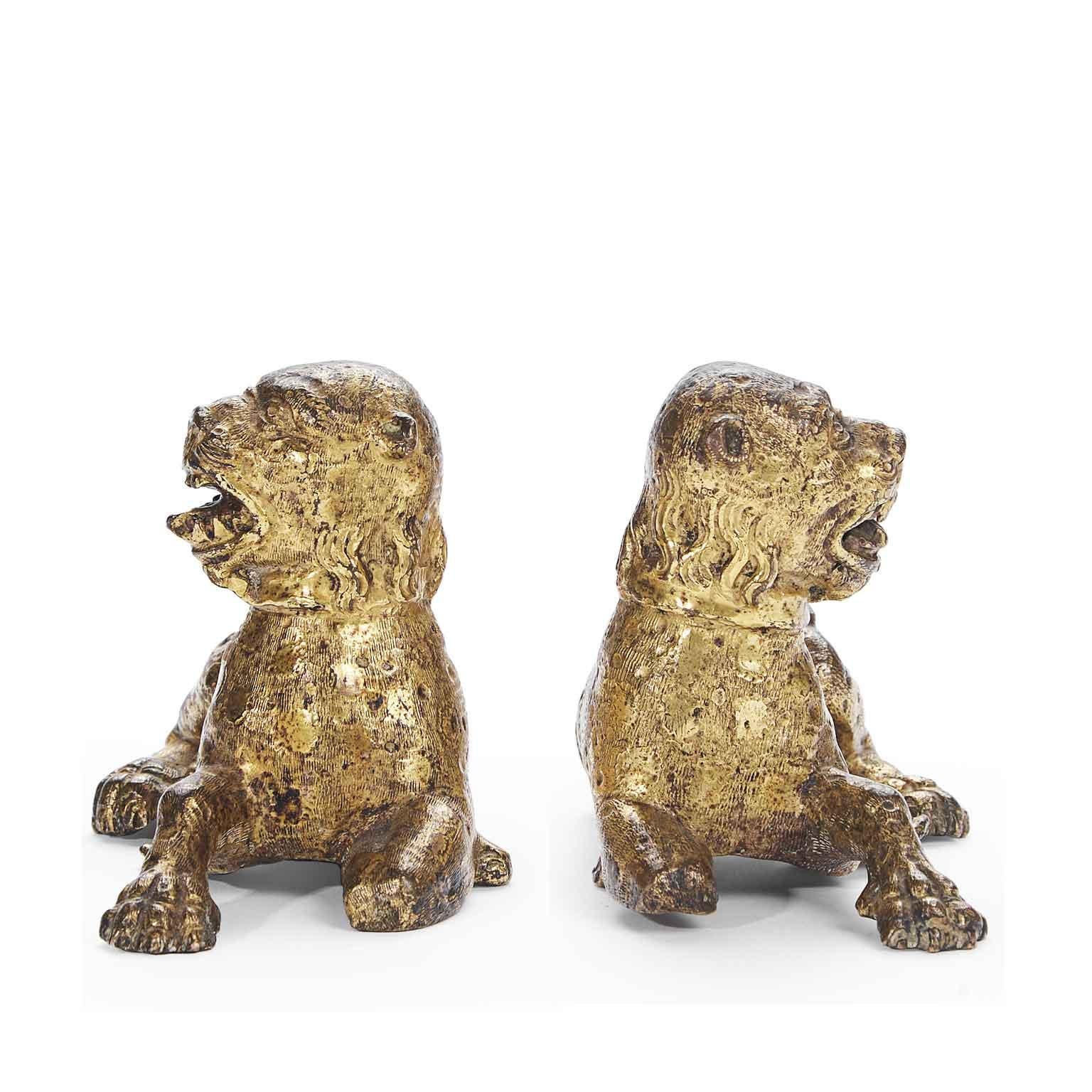 16th Century Pair of Gilt Lion Figures from Germany Nuremberg For Sale 13